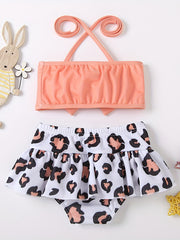 Girls Summer Lemon Tankini Swimsuit with Bow Toddler Swimwear Set
