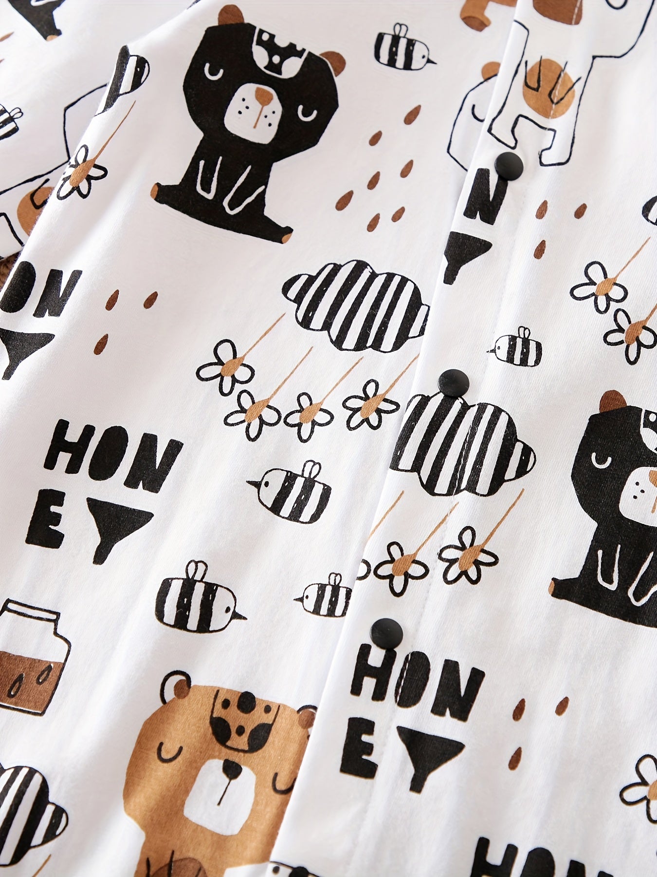 Bear Print Baby Romper Long Sleeve Cotton Bodysuit