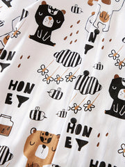 Bear Print Baby Romper Long Sleeve Cotton Bodysuit