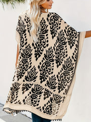 Pom Pom Half Sleeve Cover Up V Neck Soft Kimono Beach Blouse