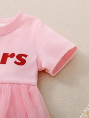 Toddler Girls Short Sleeves Letter Graphic Princess Dress