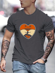 Men's Pumpkin Heart Graphic T shirt Casual Tee for Summer