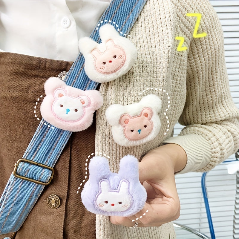 2pcs Cartoon Rabbit Bear Plush Brooches Bag Decoration DIY Clothing