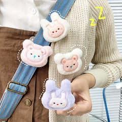 2pcs Cartoon Rabbit Bear Plush Brooches Bag Decoration DIY Clothing