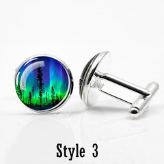 Green Aurora Cufflinks Glass Jewel Cufflinks For Men