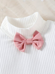 Baby Toddler High Neck Knit Top Pleated Skirt Set