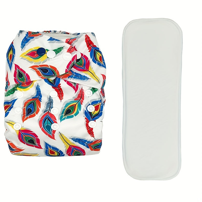 Feather Print Baby Training Pants with Three Layer Microfiber Pad