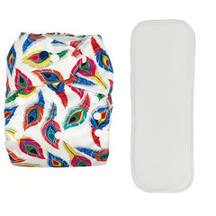 Feather Print Baby Training Pants with Three Layer Microfiber Pad