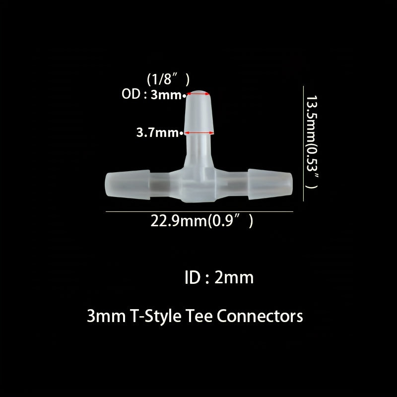 5pcs T Style Tee Connectors Hose Barb Fitting 3 Way Plastic Tubing Joint