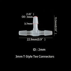 5pcs T Style Tee Connectors Hose Barb Fitting 3 Way Plastic Tubing Joint