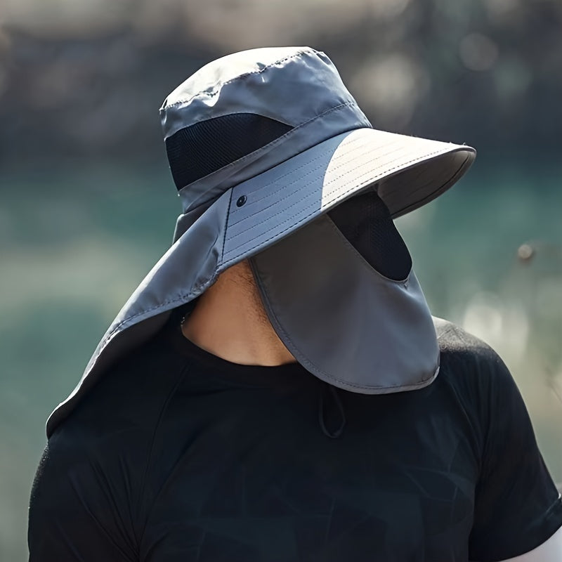 UV Protection Wide Brim Bucket Hat Face Cover Outdoor Sunscreen Hat