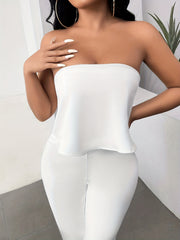 Off Shoulder Slim Jumpsuit Solid Tube Jumpsuit Women's Clothing