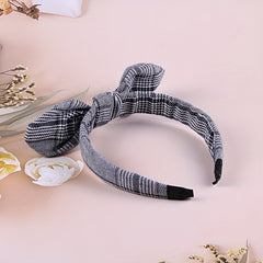 Wide Grey Bow Headband Solid Striped Print Hair Band Girls Hair Accessories