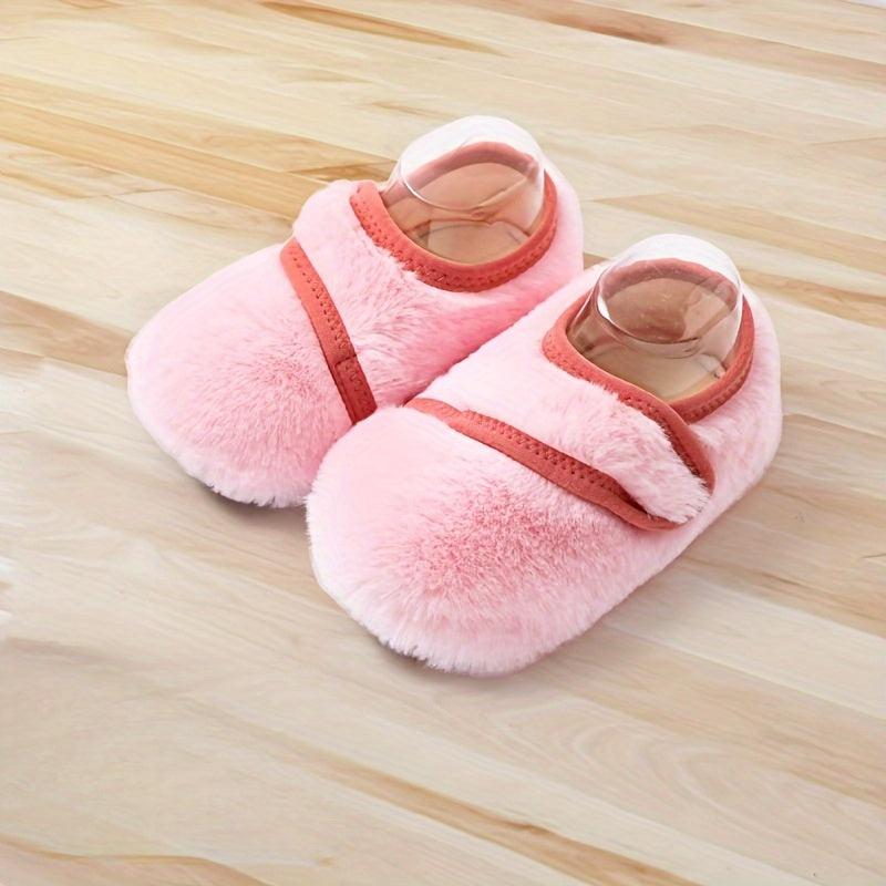 Warm Furry House Shoes For Baby Girls Non-Slip Soft Bottom Shoes