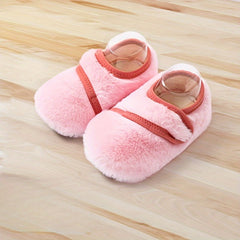Warm Furry House Shoes For Baby Girls Non-Slip Soft Bottom Shoes