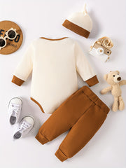 Waffle Bear Embroidery Outfit Toddler Baby Boys Clothes Long Sleeve