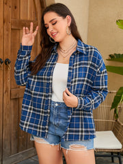 Casual Plaid Button Up Long Sleeve Blouse