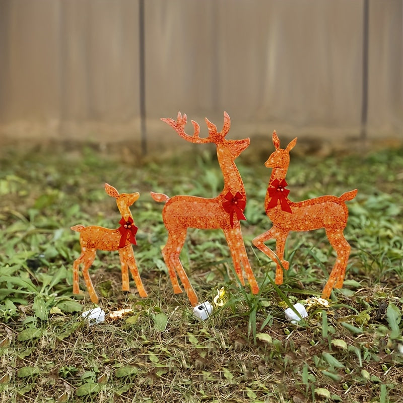3pcs Glowing Deer Ornaments for Christmas Party Garden Decoration