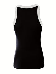 Women's Contrast Trim Crew Neck Tank Top