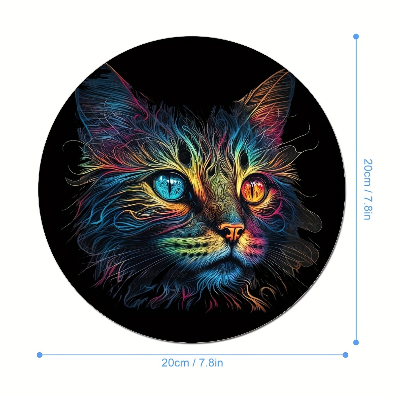 Cat Gaming Mouse Pad for Women & Girls, Non-slip Round Mousepad