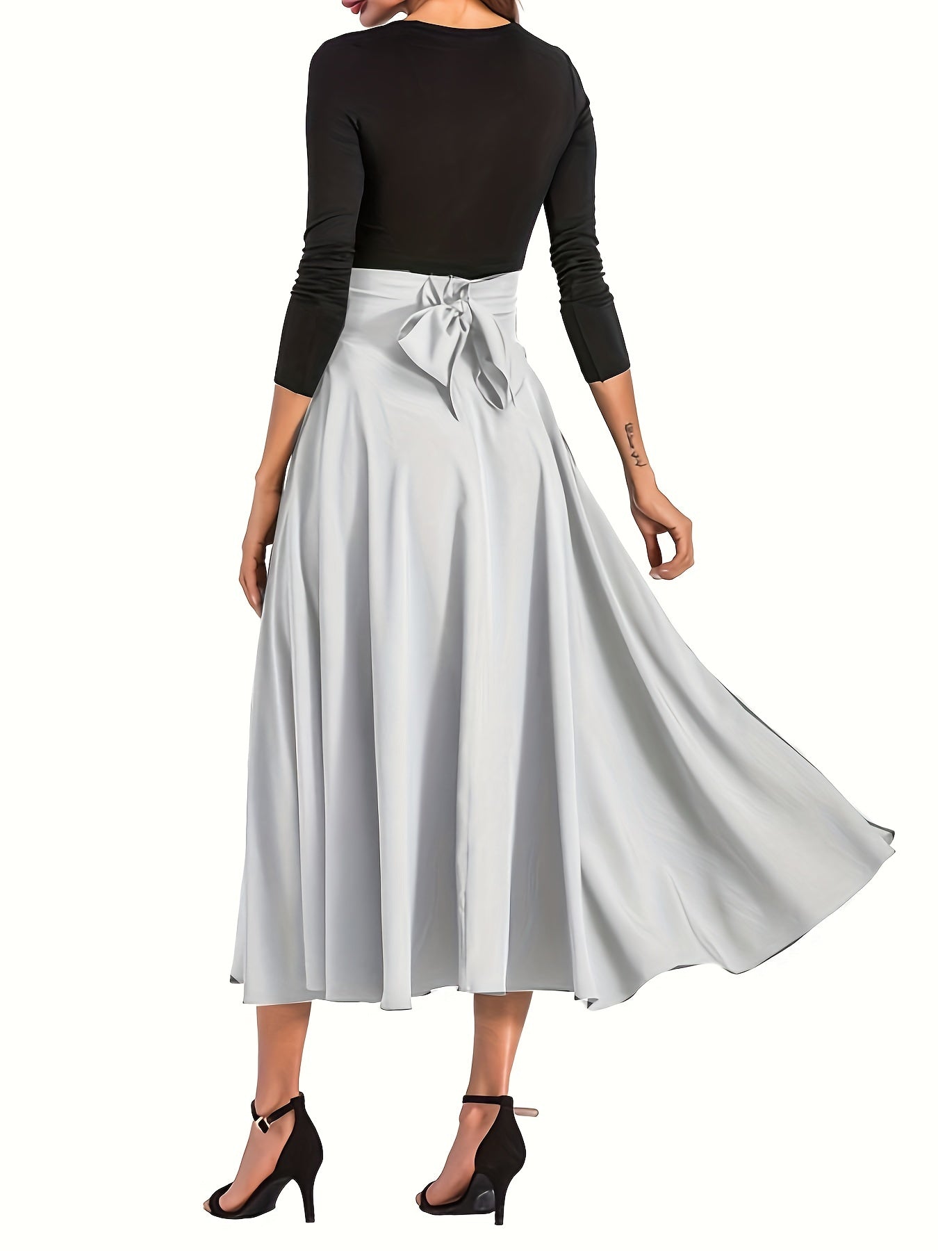 High Rise Belted A-line Skirt