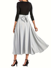 High Rise Belted A-line Skirt