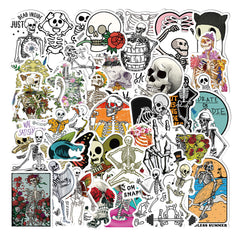 50pcs Skeleton Waterproof Stickers for Laptops Water Bottles