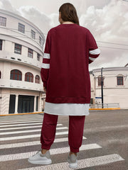 Colorblock Slogan Plus Print 2 Piece Set