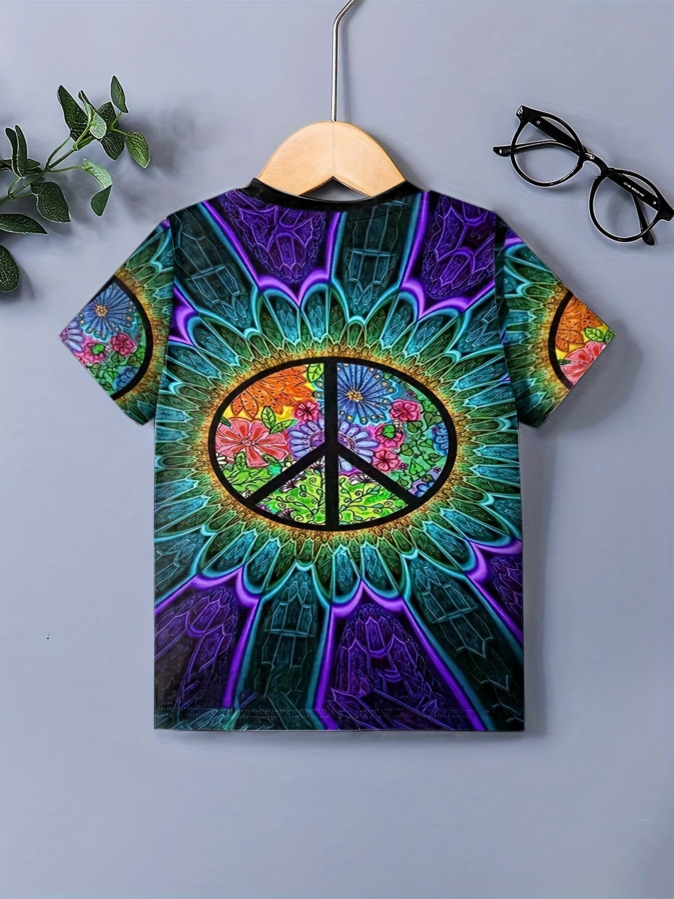 Boy's Peace Symbol Graphic T shirt Casual Tee for Summer Outdoor