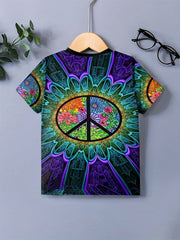 Boy's Peace Symbol Graphic T shirt Casual Tee for Summer Outdoor