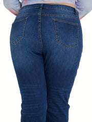 Washed High Rise Straight Leg Jeans