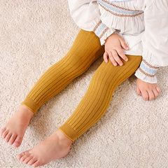 Girls Baby Kids Khaki Velvet Leggings Pants Ribbed Warm Cotton
