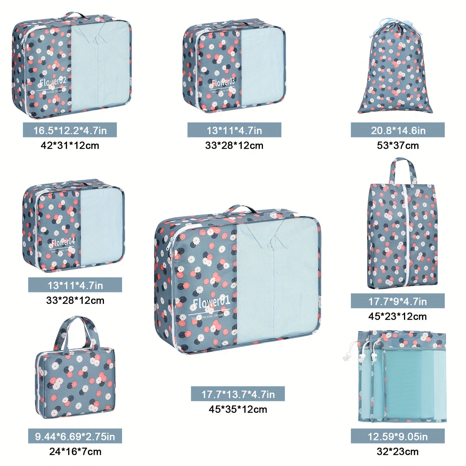 10 Pcs Packing Cubes Travel Luggage Organizers For Suitcase Portable Bags