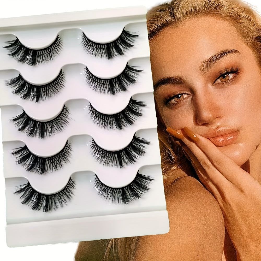 5 Pairs Short Cross Cat Eye Faux Mink False Eyelashes