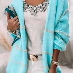 Colorblock Long Sleeve Open Front Cardigan