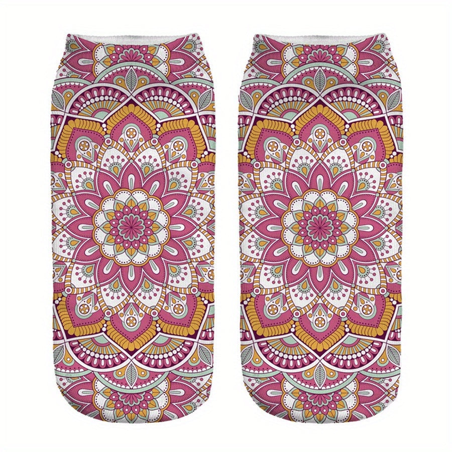 Floral Print Crew Short Socks Women's Stockings