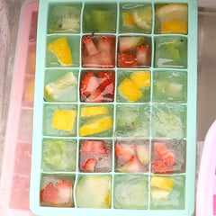 24 Grid Silicone Ice Tray with Cover for Large Ice Batches