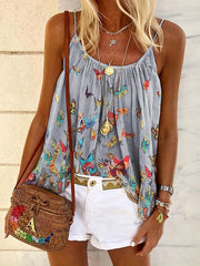 Butterfly Print Cami Top Sleeveless Summer Top Women's Clothing