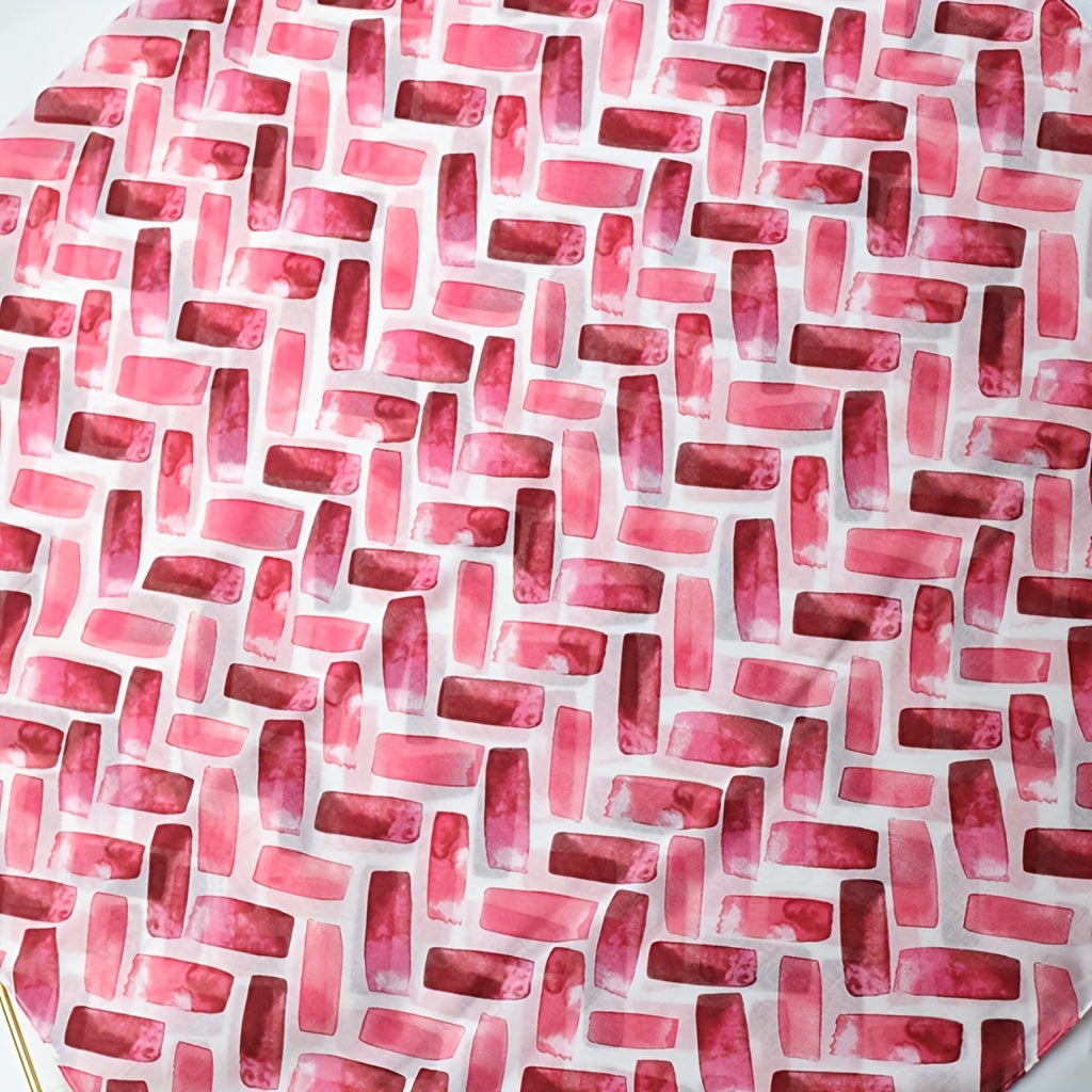 Red Geometric Print Scarf Tassel Shawl Windproof Head Wrap