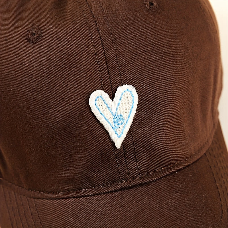 Peach Heart Patch Baseball Cap Solid Casual Sun Hat Adjustable Golf Dad Hats