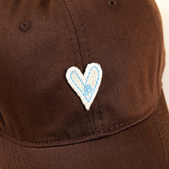 Peach Heart Patch Baseball Cap Solid Casual Sun Hat Adjustable Golf Dad Hats