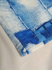 Denim Print Long Sleeve Top & Pants Set