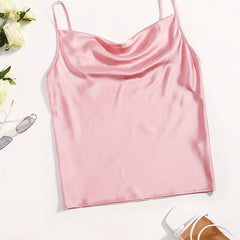 Solid Cowl Neck Cami Top for Club & Party