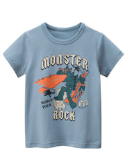 Boys Monster Rock T shirt Short Sleeves Crew Neck Summer Casual Kids Clothes