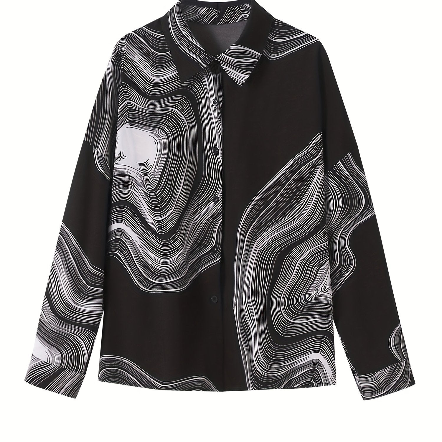 Women's Plus Graphic Print Lantern Sleeve Blouse