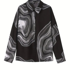 Women's Plus Graphic Print Lantern Sleeve Blouse