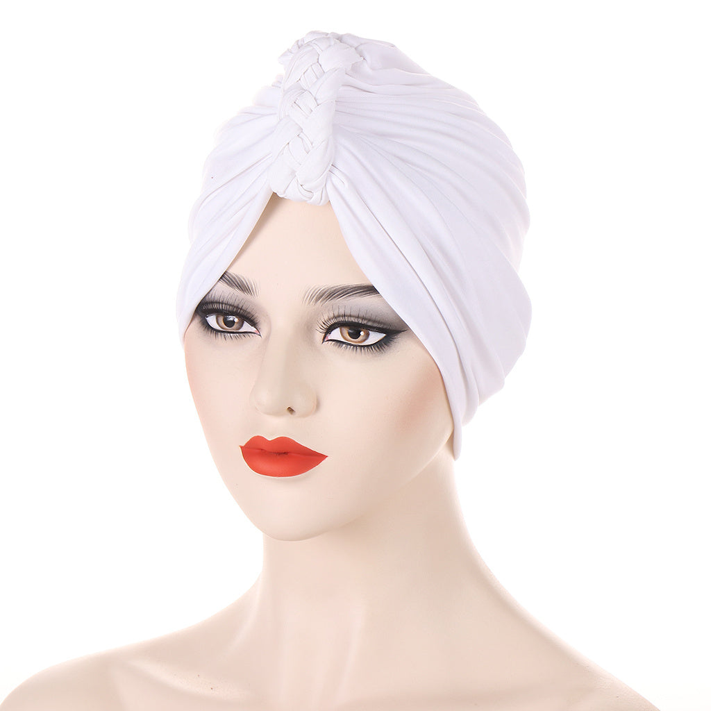 Solid Twist Braided Turban Cap Head Wrap Chemo Cap