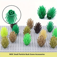 10pcs MOC Small Particle Bush Scene Accessories Green Brown Beige ABS