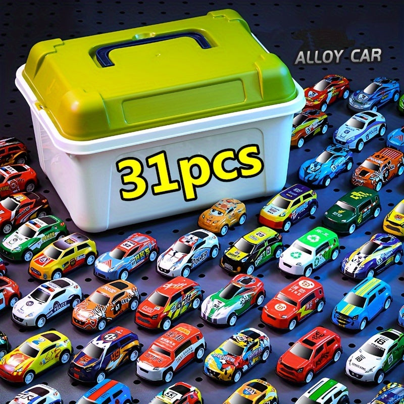 31pcs 2.75in Pull Back Toy Cars in Storage Box Party Favors Goodie Bag Stuffers