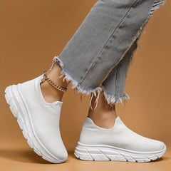 Solid Slip On Mesh Breathable Running Shoes